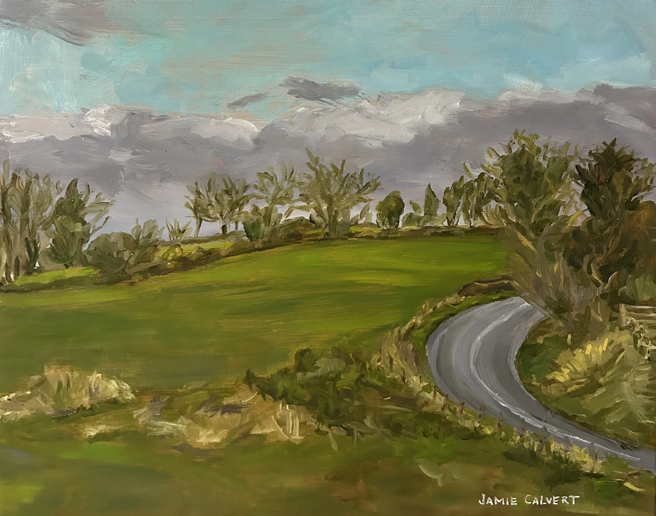 "Road to Limerick", 8" x 10", oil on cradled wood.  $350.