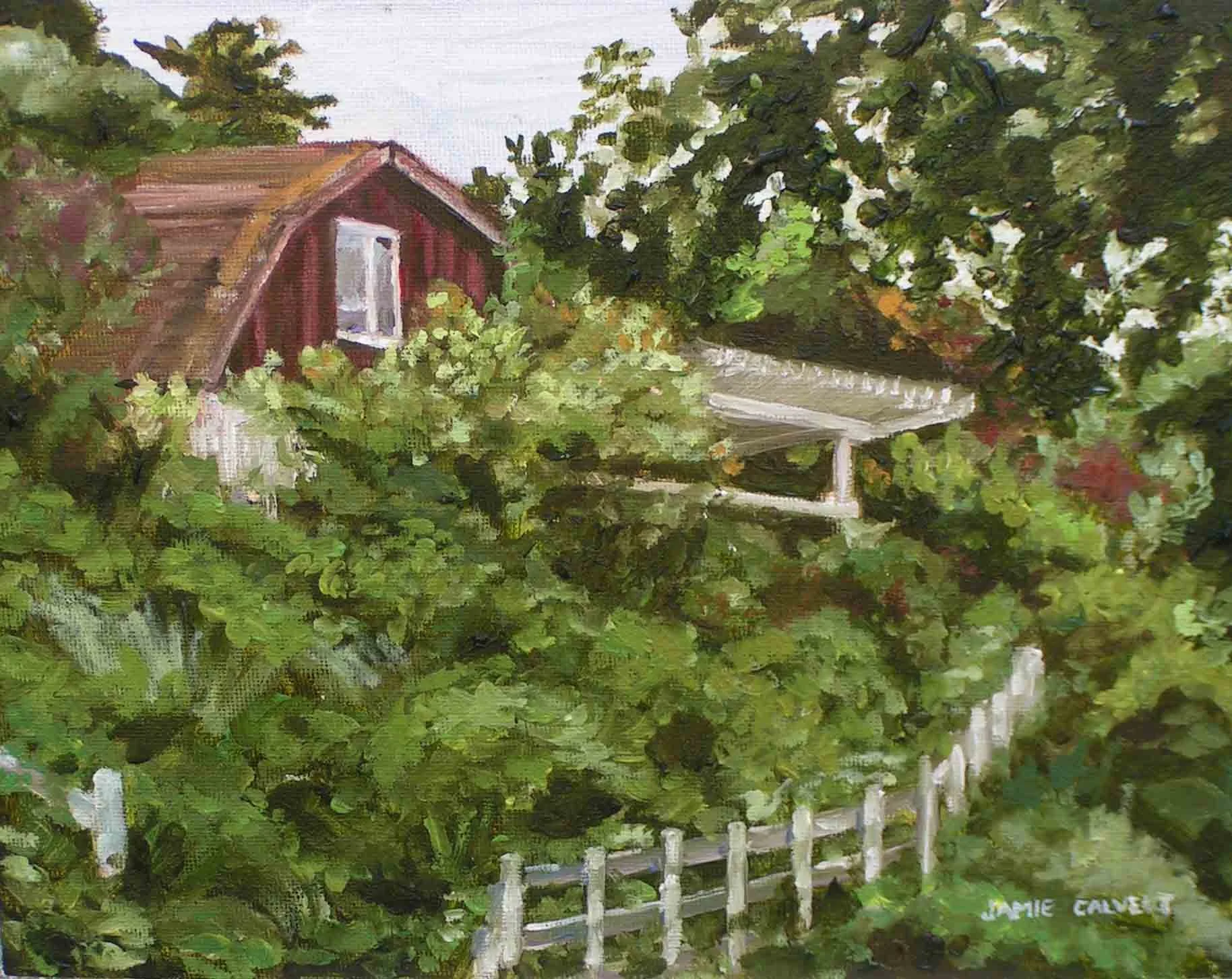 "The Barn", 8" x 10", oil on linen.  Rolling Hills Estates, CA.  SOLD.
