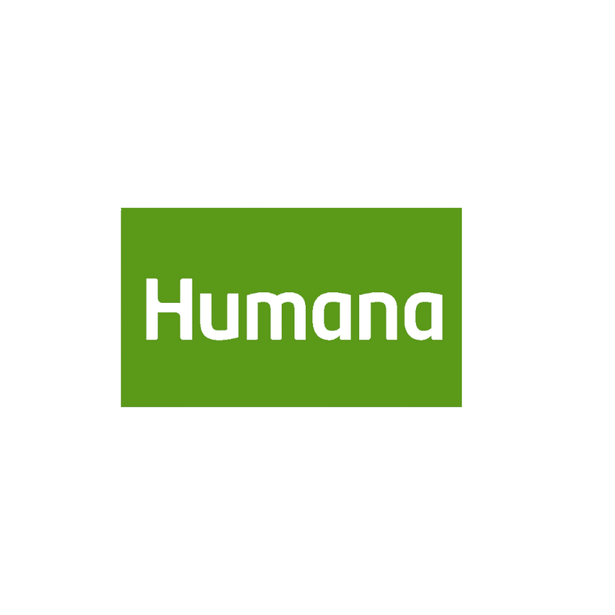 An illustration of a black paw print with a green rectangle below it with the word 'Humana' in black letters.