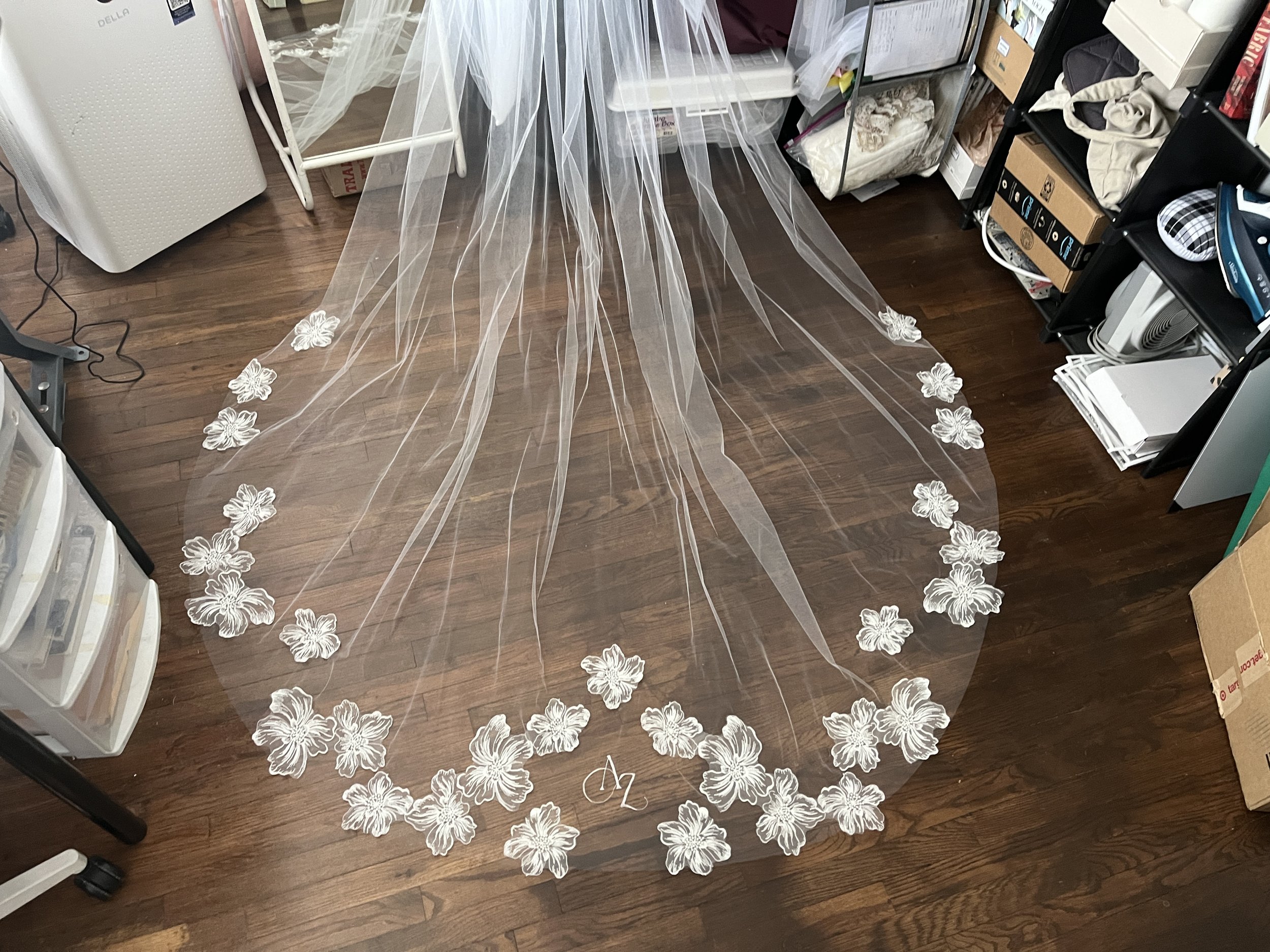 Custom embroidered veil for Ashley; Photos by @christinemcilroyphotography