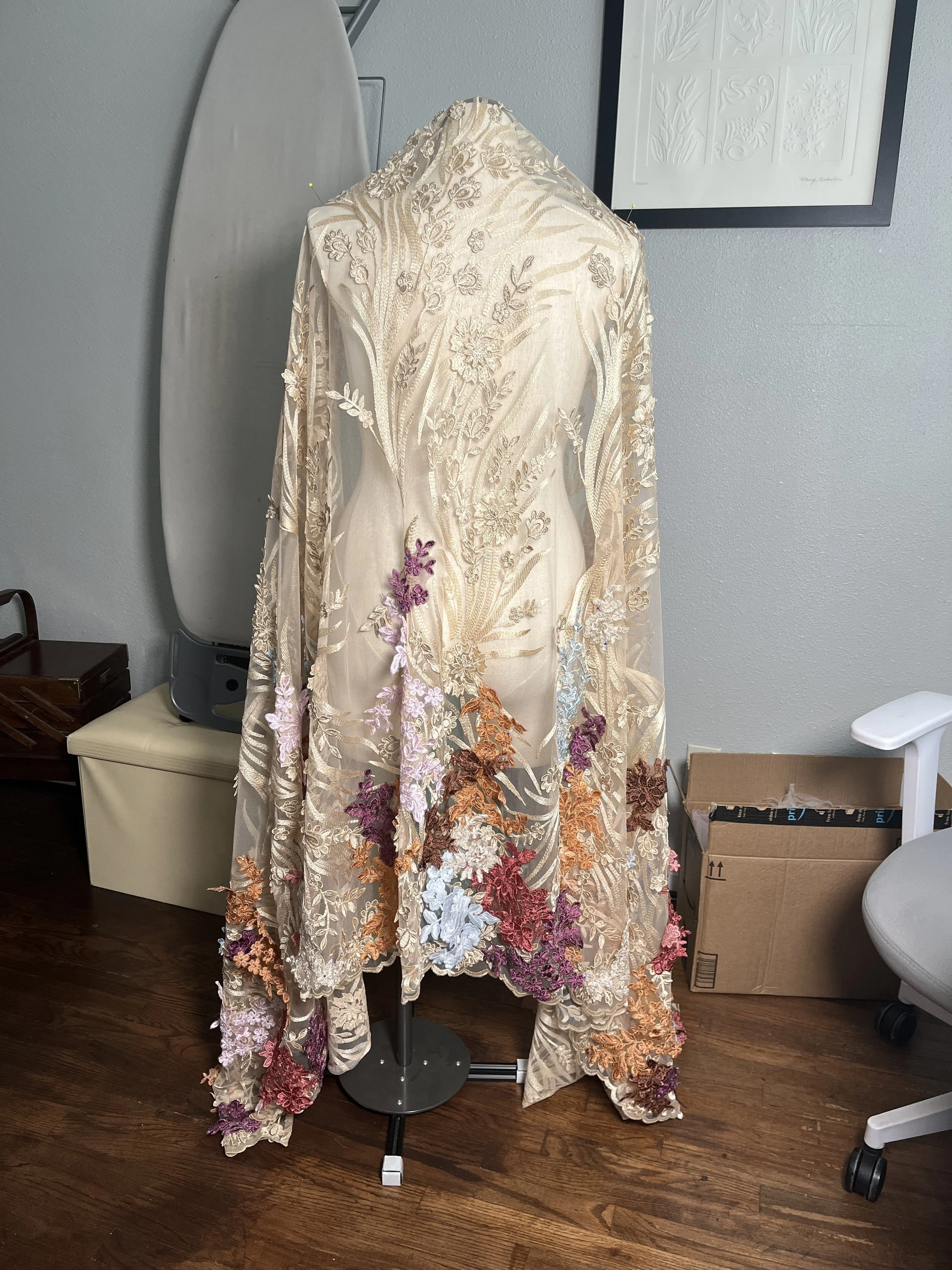 Custom dyed applique veil