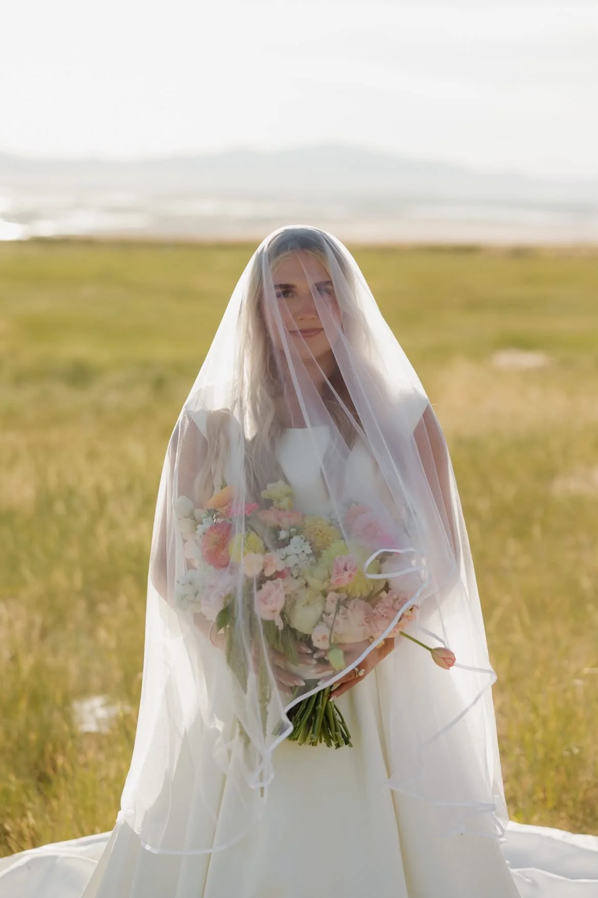 Ribbon Blusher Veil for Cidnee; Photo @boccaraephoto
