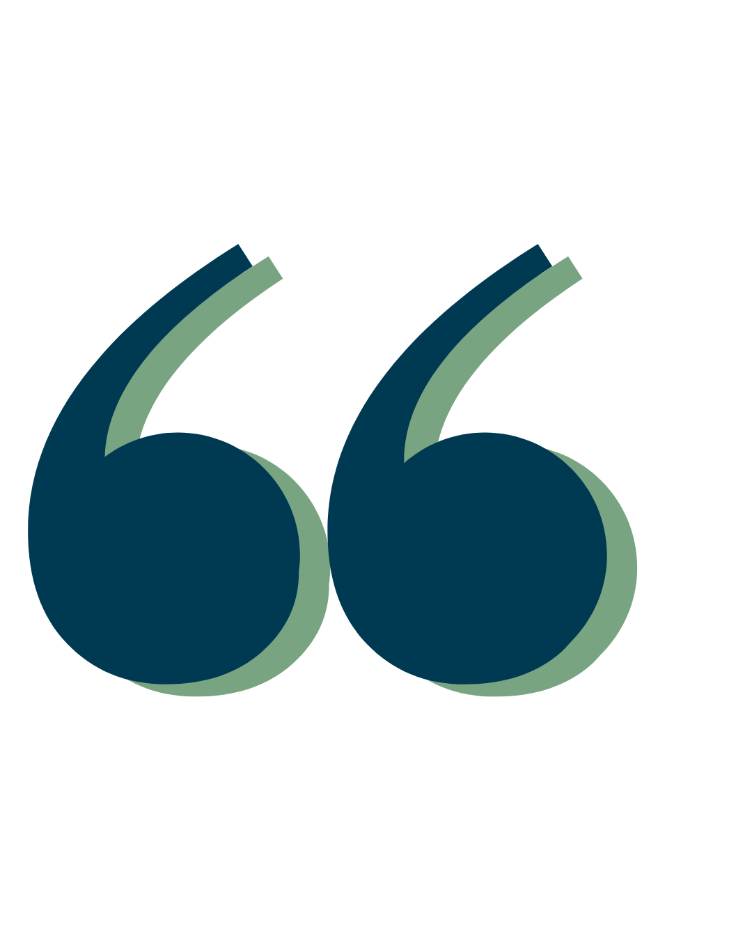 Large teal quotation marks with shadow effect on a black background.