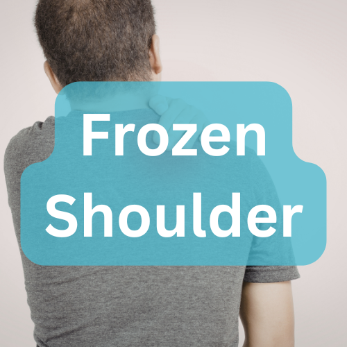 A person showing their back and left shoulder with a label 'Frozen Shoulder' over the shoulder.