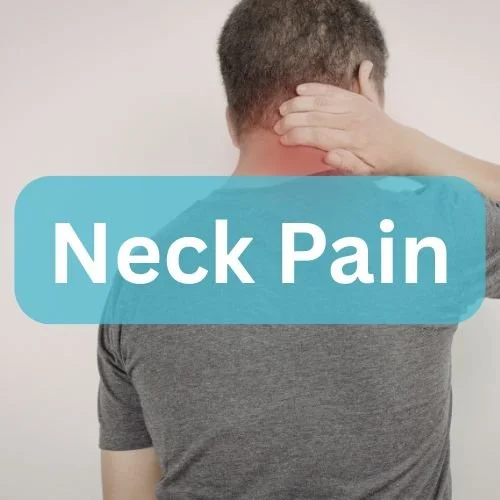 Person holding neck, indicating neck pain.