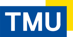 Texas Methodist University (TMU) logo with blue background and yellow accents.