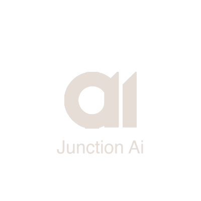 Logo of Junction Ai with a stylized lowercase 'a' and 'i' in gray on a black background.