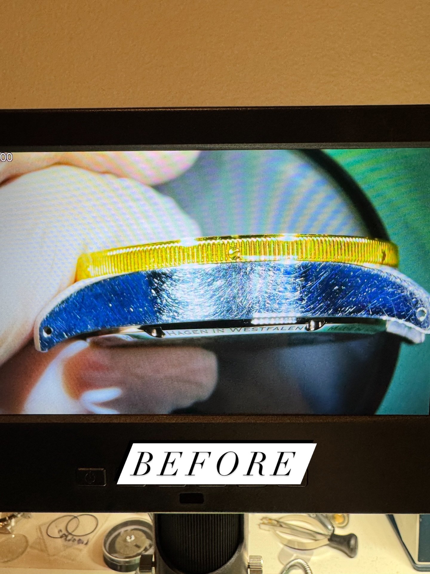 Many light scratches before light polishing.