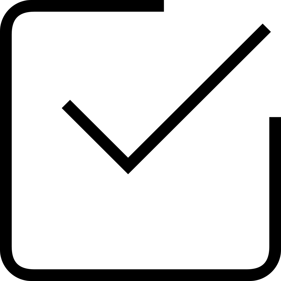 Check mark icon on a black background