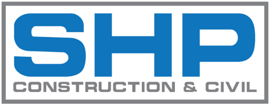 Logo of SHP Construction & Civil with large blue letters 'SHP'