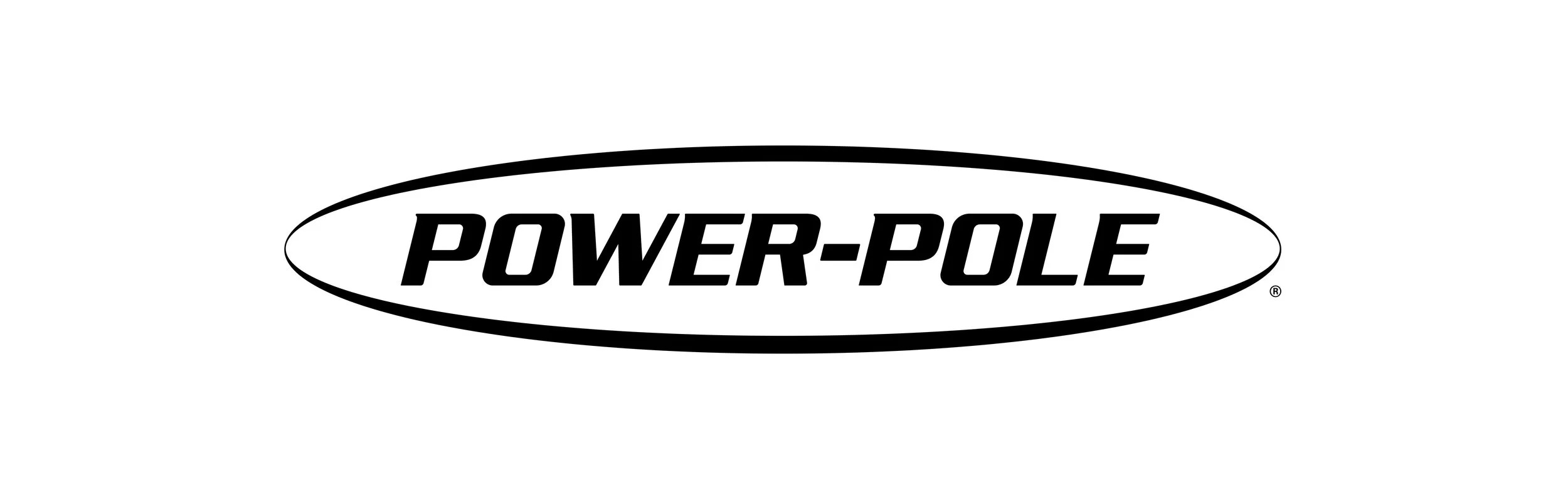 Black and white Power-Pole logo with the words 'POWER-POLE' inside an elongated oval.