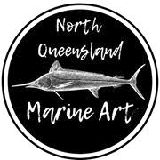 Logo with a fish illustration and text reading 'North Queensland Marine Art'.