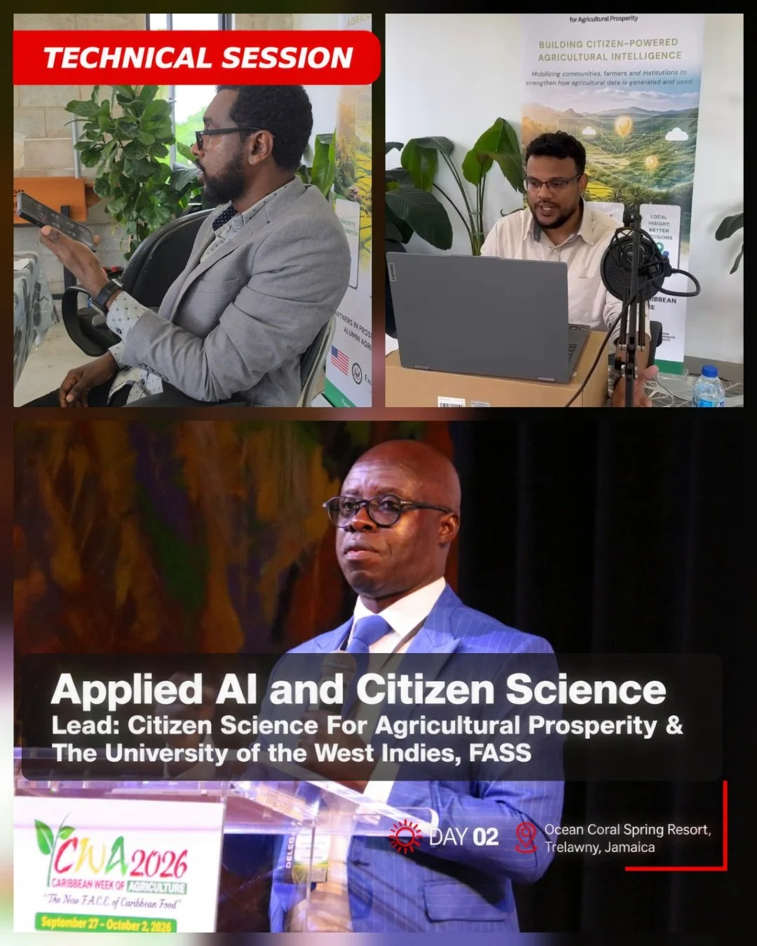 🌴 Day 2 of CWA 2026 marked an important milestone for CSAP.

Our joint technical session, Applied AI and Citizen Science: A Working Model for Climate-Smart Agricultural Intelligence in the Caribbean, moved the conversation beyond pilots and theory t