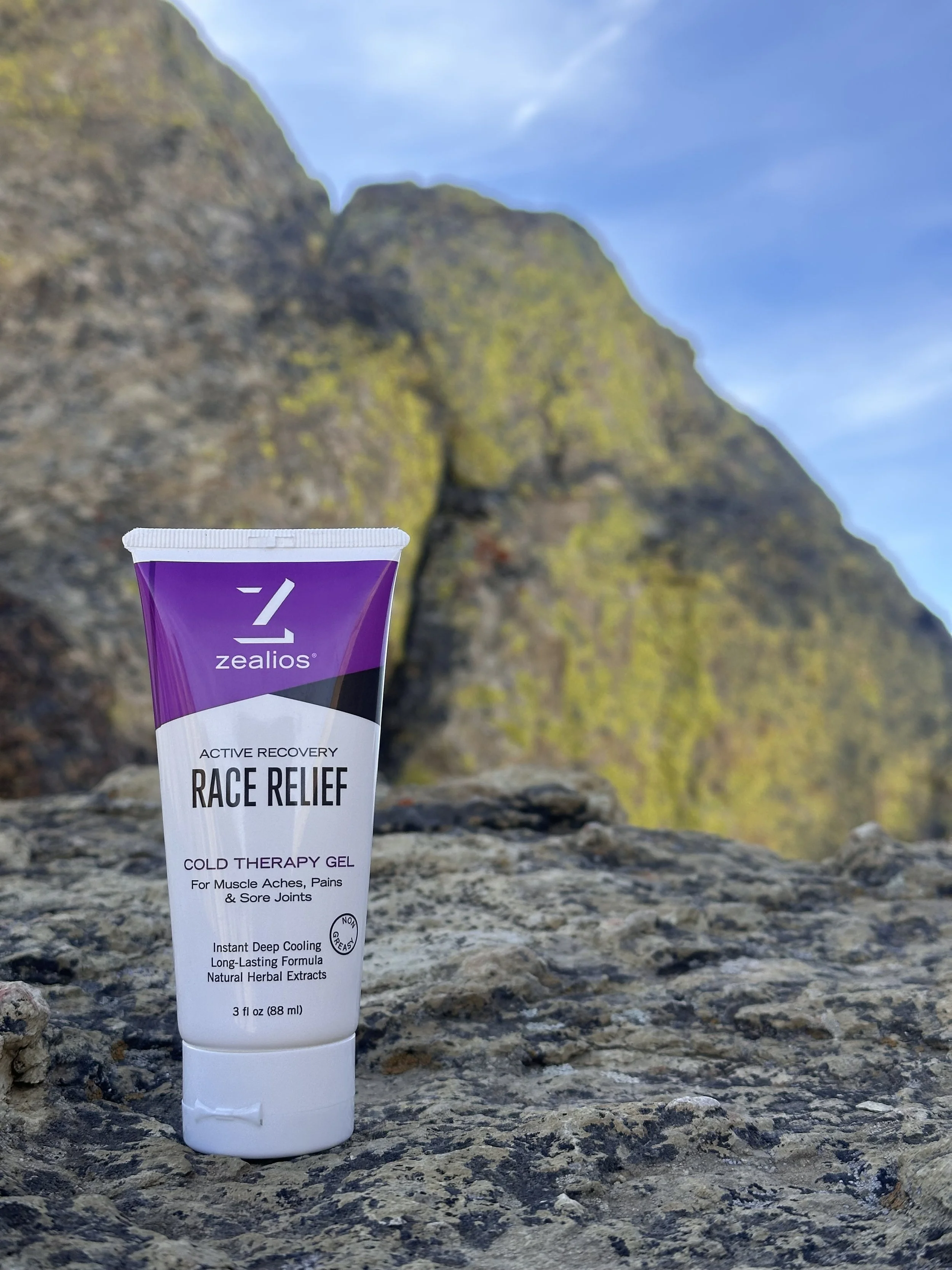 After hiking all day, the race relief rub from Zealios will work its wonders on those achey joints.