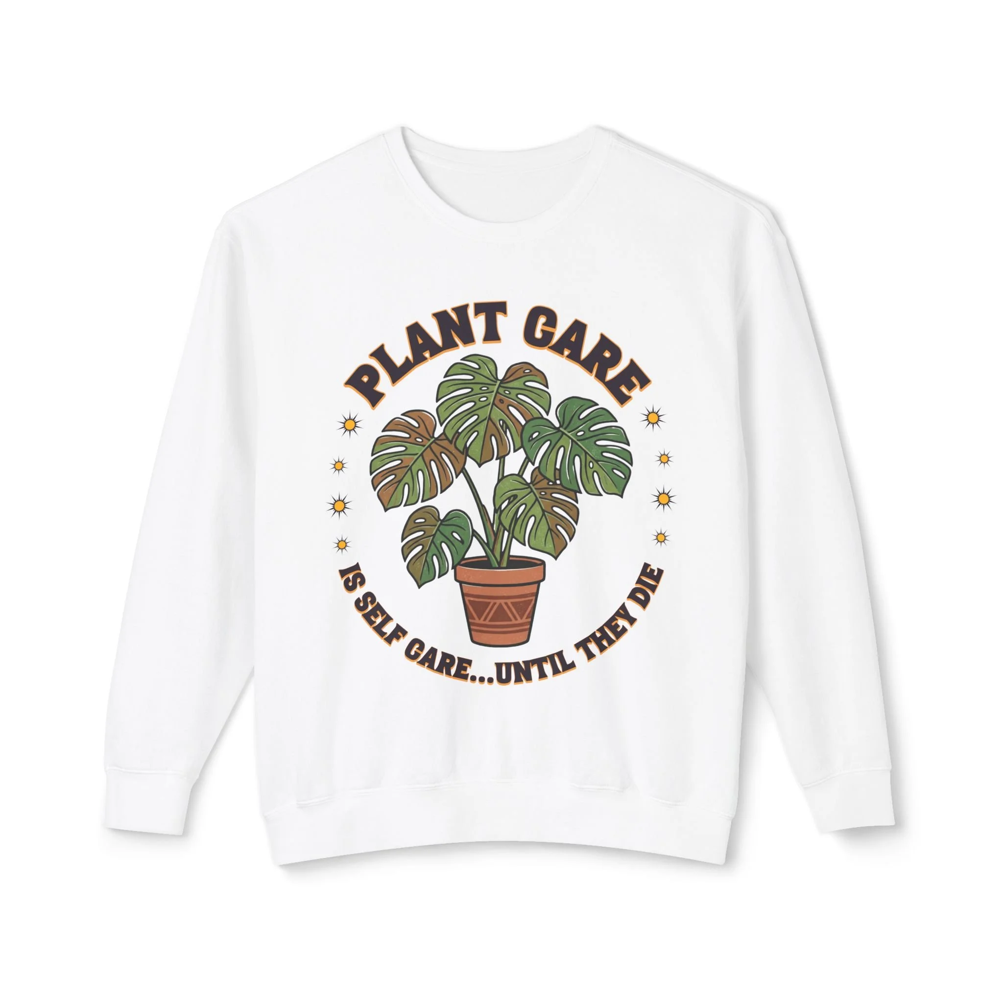“Plant Care Is Self Care” Comfort Colors Sweatshirt – Monstera Plant Lover Crewneck, Indoor Plant Shirt, Gardener Gift