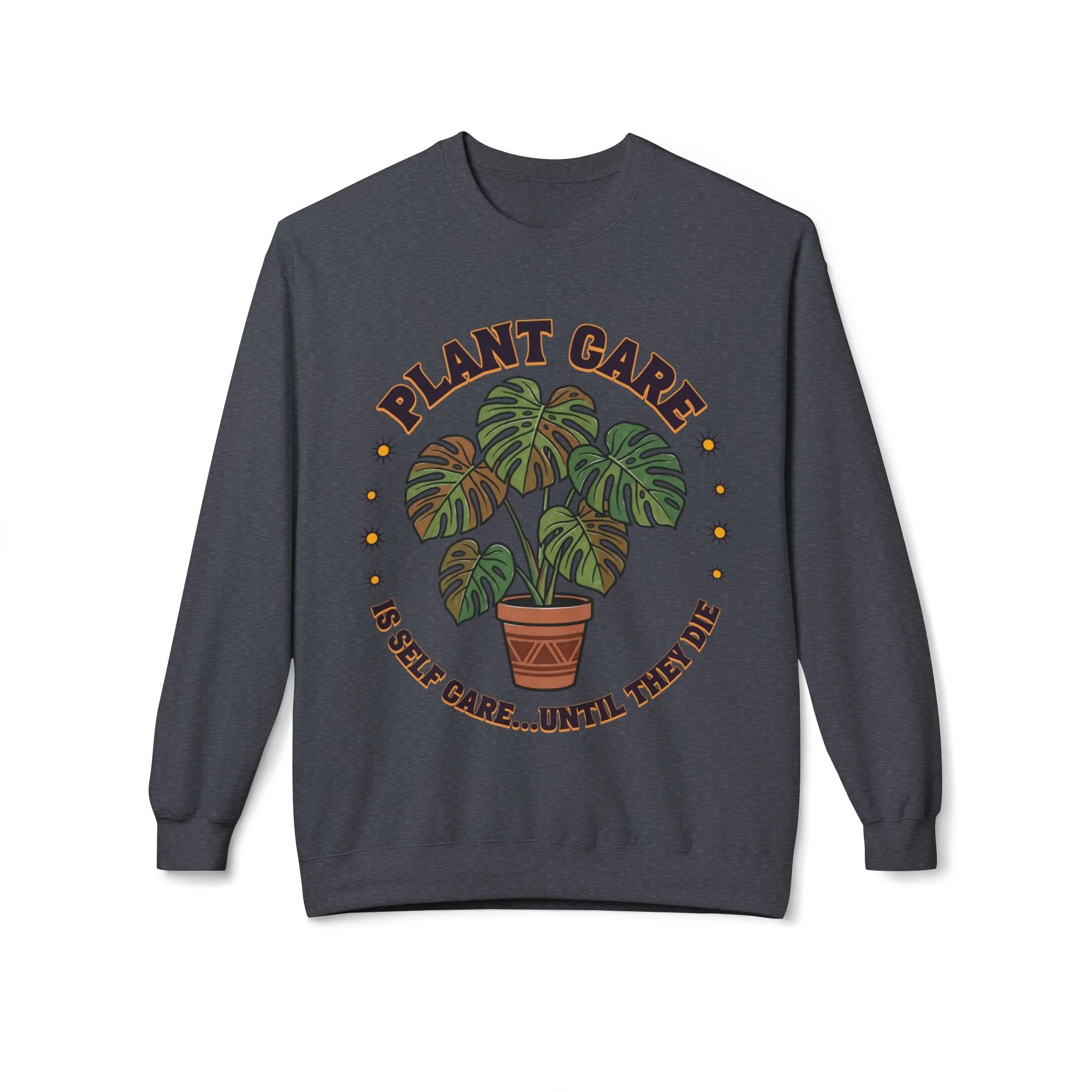 “Plant Care Is Self Care” Sweatshirt for Plant Lovers – Gildan SF000 Pepper, Monstera Crewneck, Gardener Gift for Men & Women