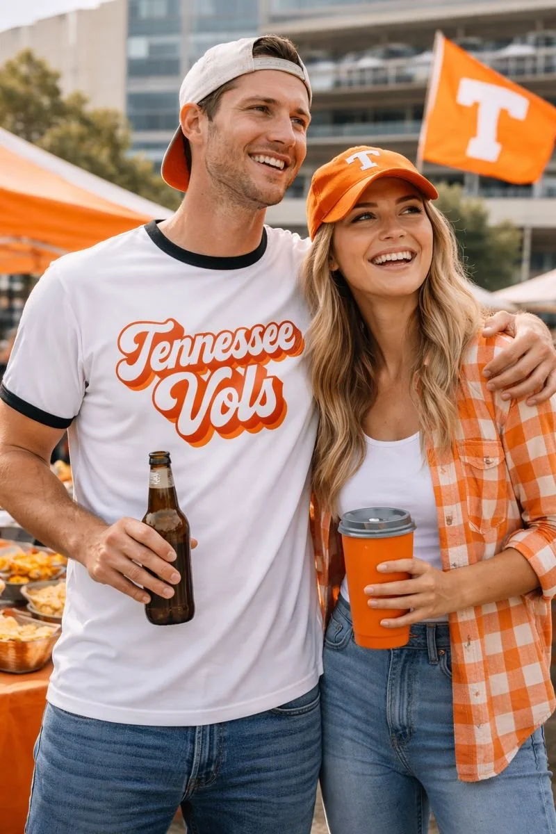 Tennessee Vols Retro Ringer T-Shirt – Football Game Day Tee, Tailgate Apparel, UT Vols Fan Gear