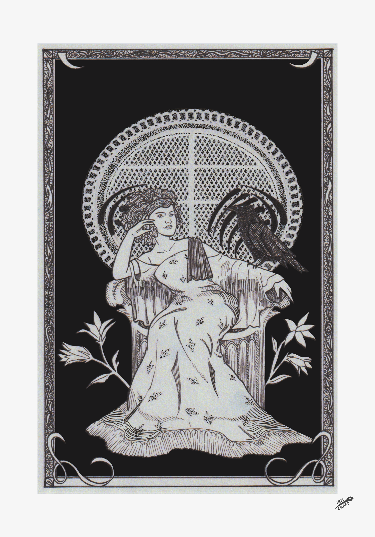 Nightshade and Crow- Pen and Ink/Digital