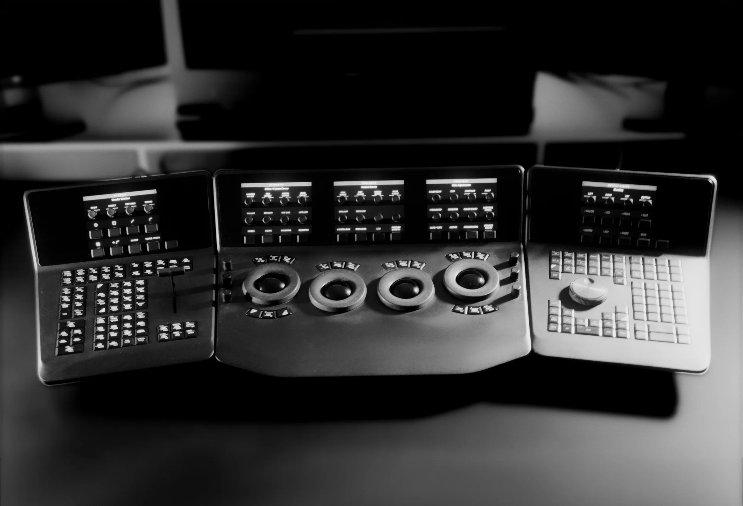 Close-up of the DaVinci Resolve Advanced Panel.