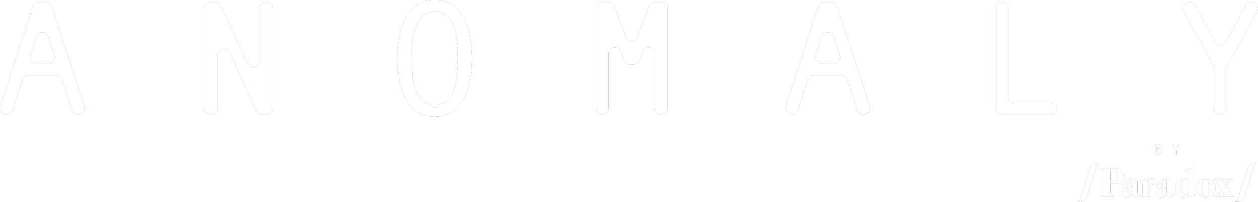 Black background with the word "ANOMALY" written in large white letters across the top, and the words "BY /Paradox/" in smaller white letters in the bottom right corner.