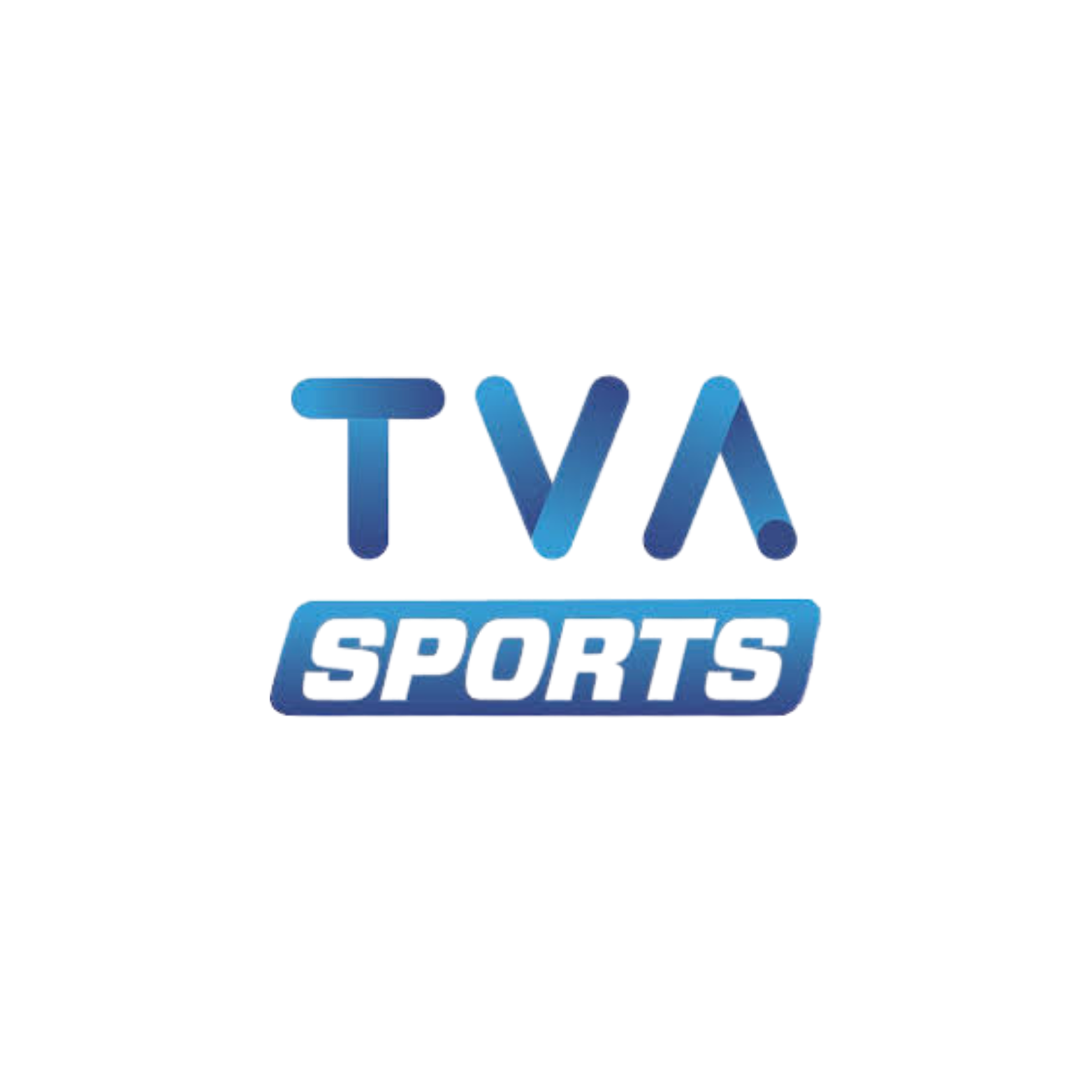 Logo télévisé pour TVA Sports avec le texte en bleu et violet.