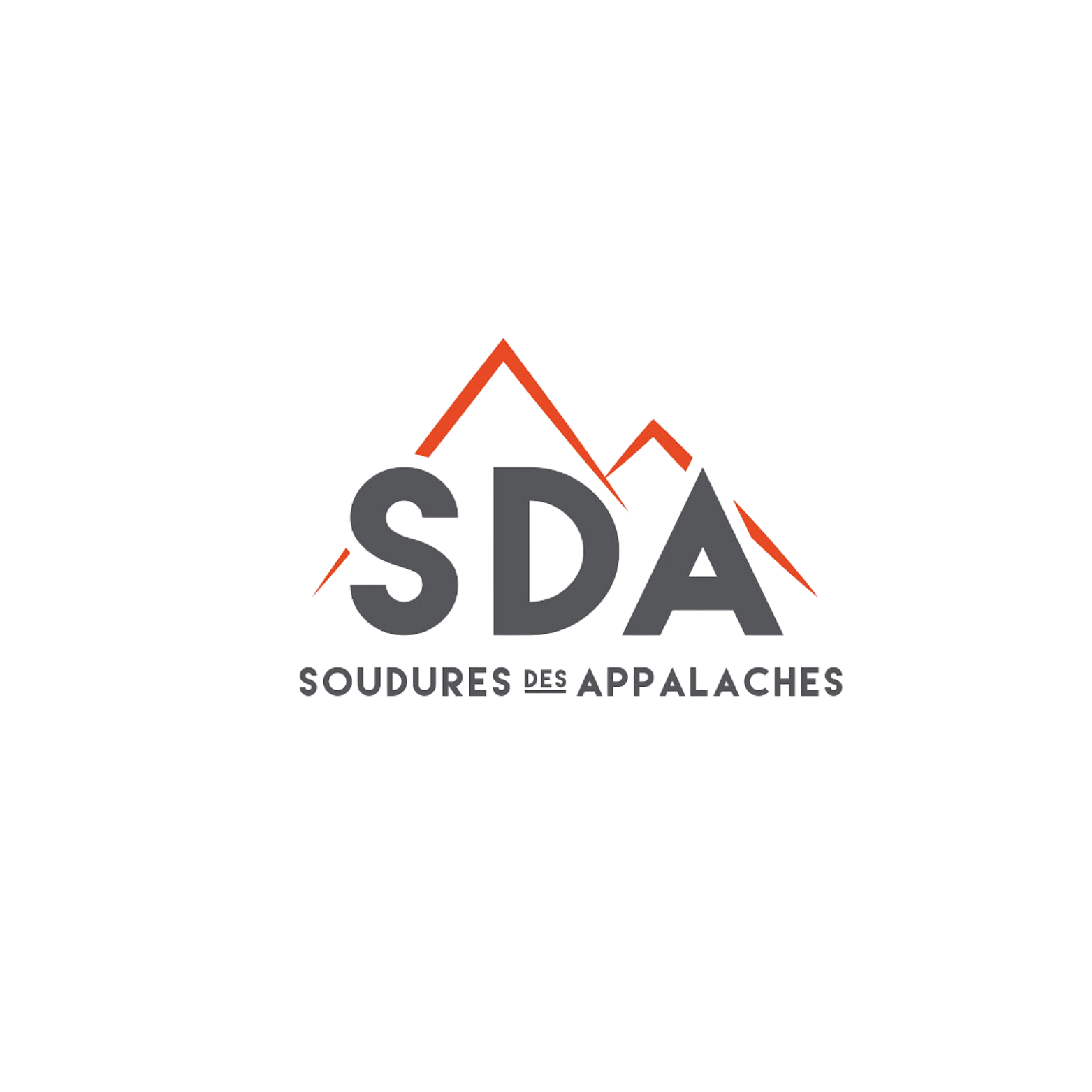 Logo de Soudures des Appalachies avec des graphiques de lignes rouges et violettes et le texte en français.