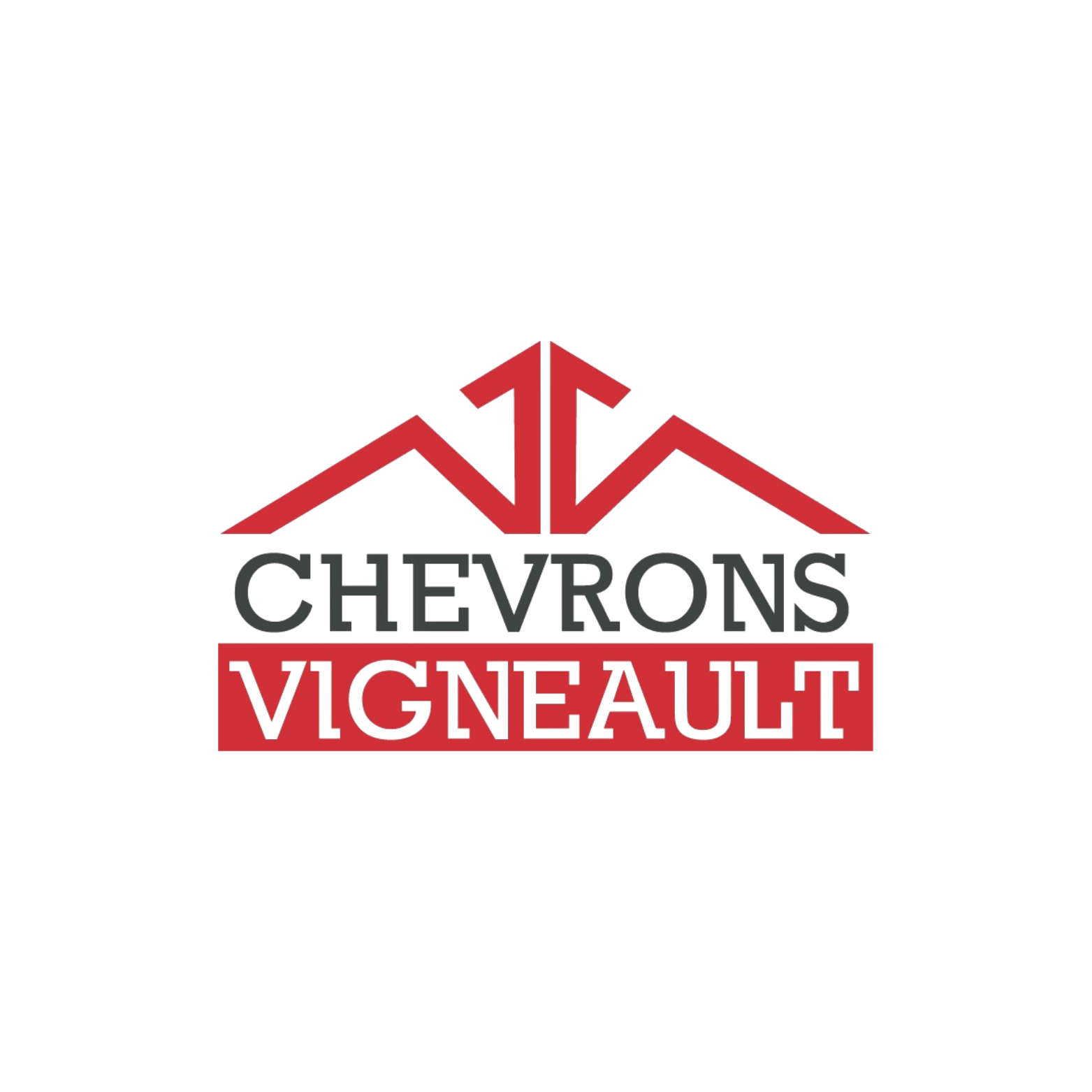 Logo avec une maison stylisée en rouge au-dessus du texte 'CHEVRONS VICHLAULT'.