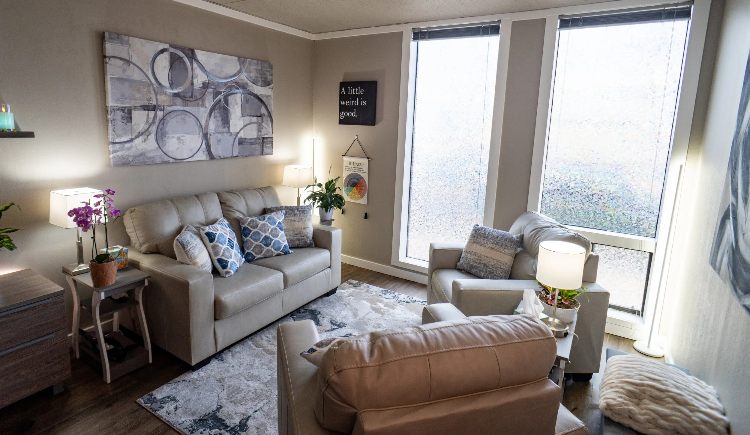 Private counseling office in Greeley, CO with therapist desk and seating area at Catalyst Behavioral Interventions.
