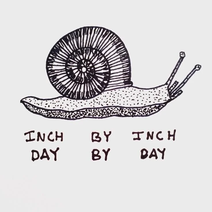 Snail Sticker (4 Inch) Inch By Inch Day By Day One Thing At A Time No Rush.jpeg