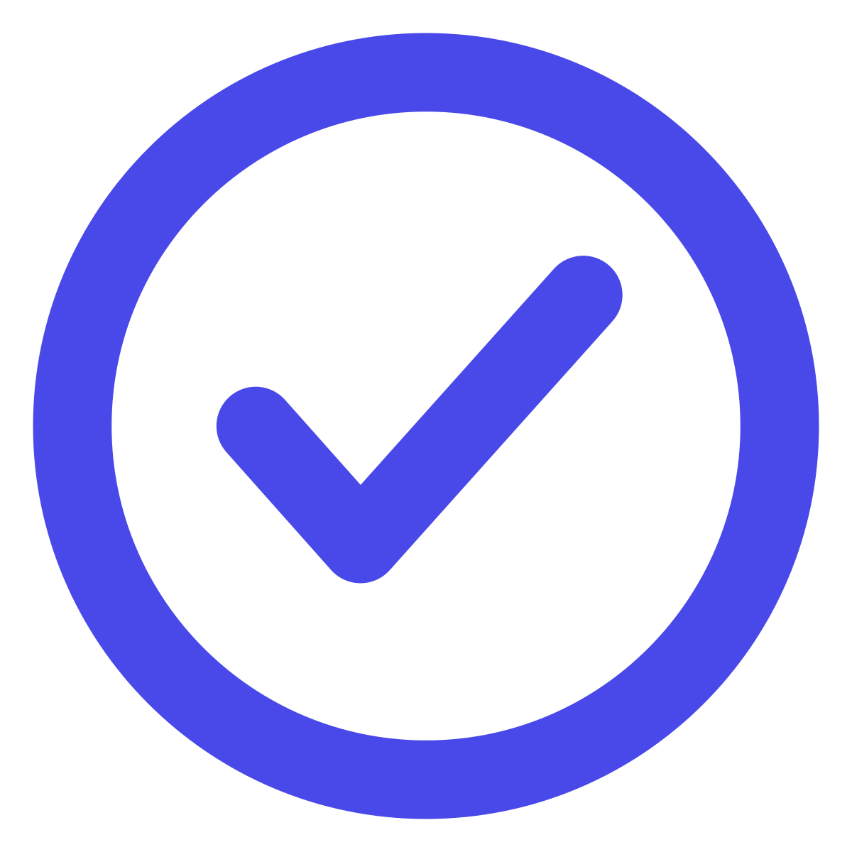 Blue check mark inside a circle on a black background.