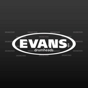 Logo for Evans Drumheads with white text on black background.