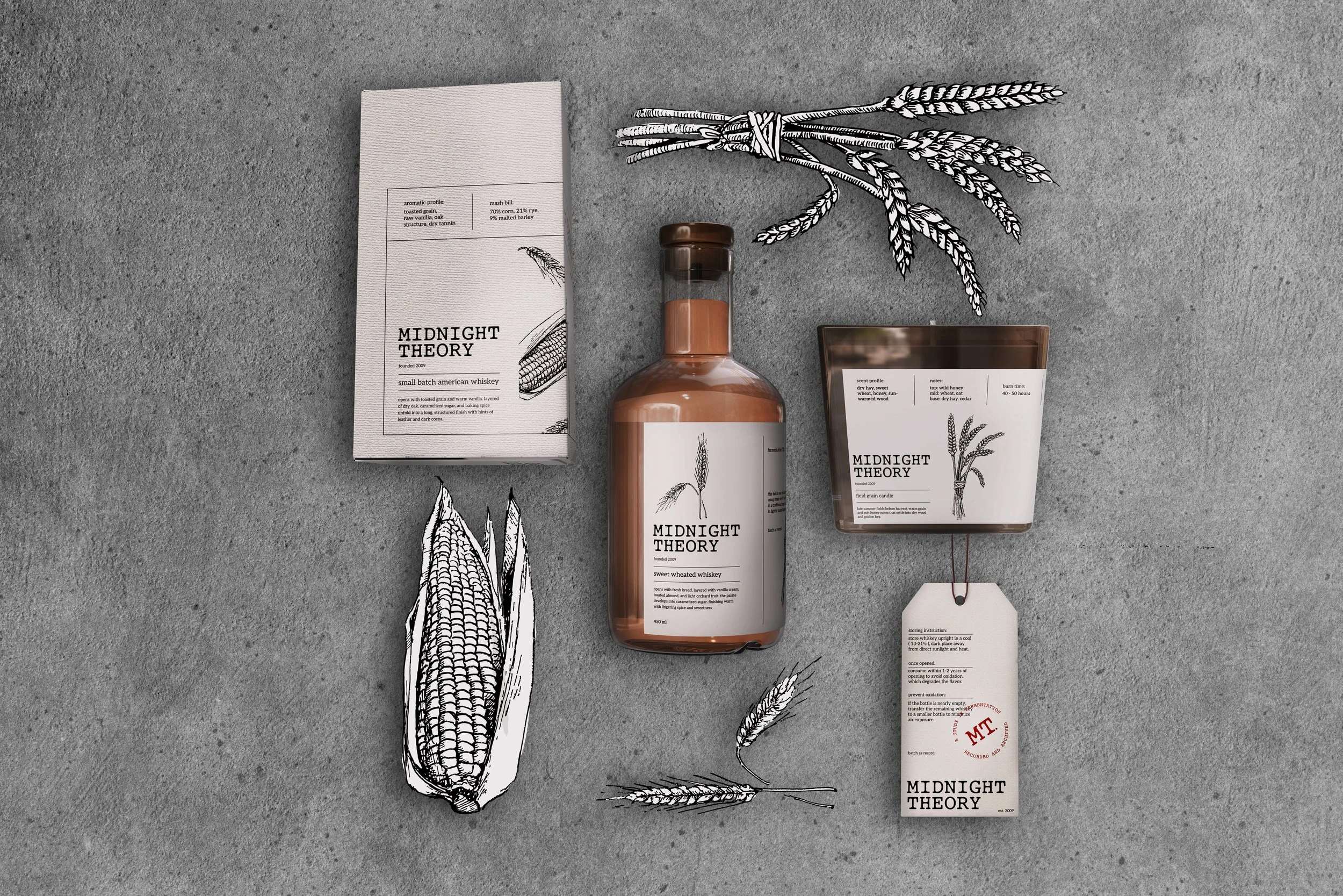 MIDNIGHT THEORY whiskey branding