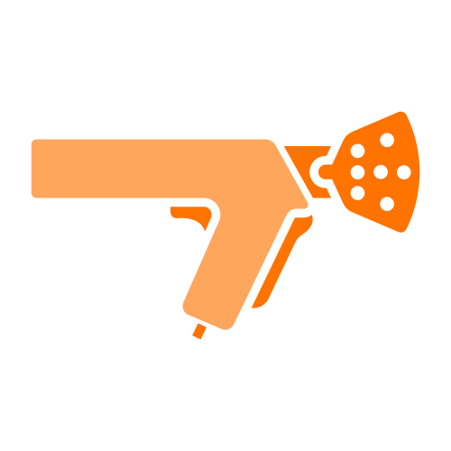 Water gun with orange body and black nozzle