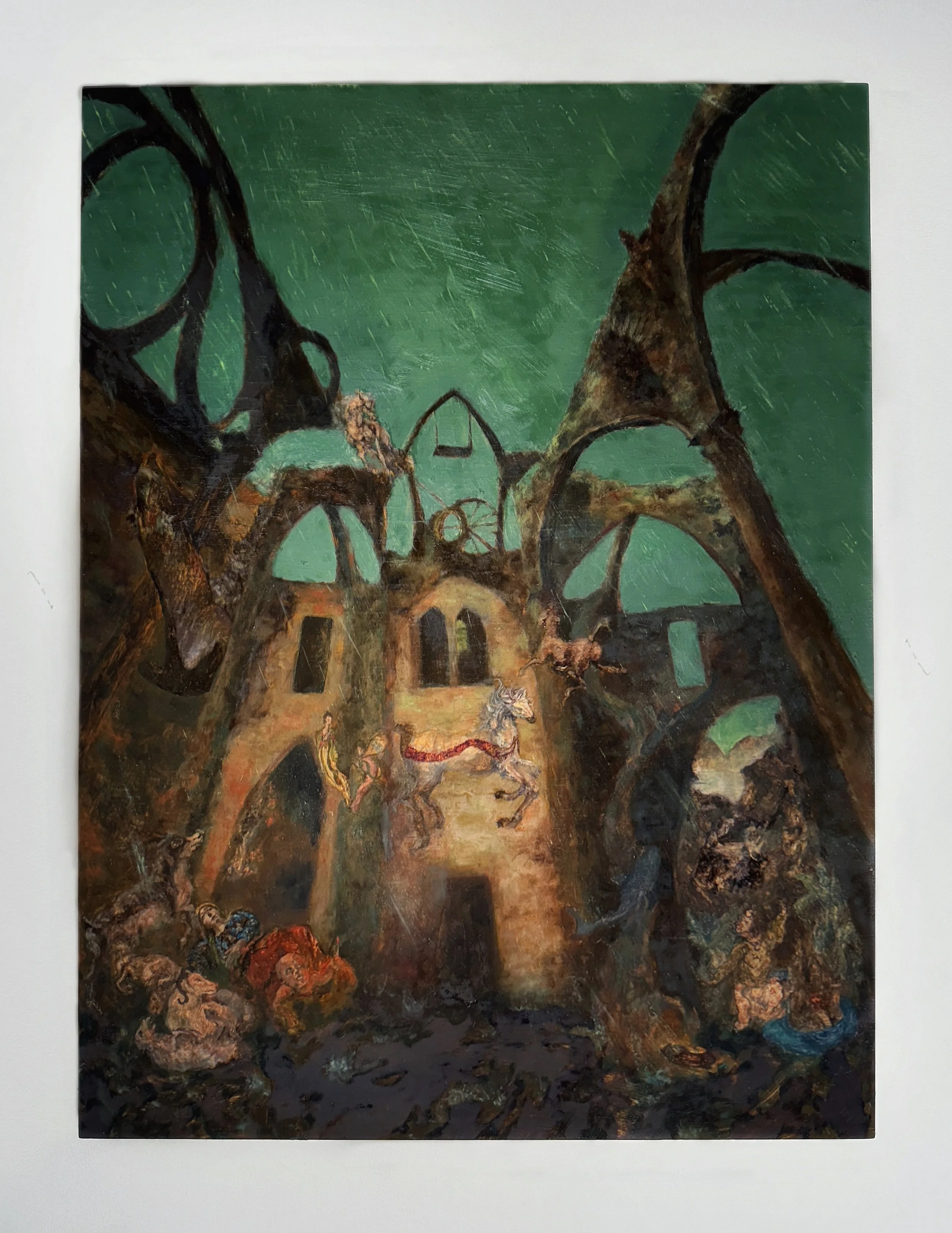 Amusement Convent Capriccio 
24 x 18 in.
2026.
Oil painting on wood.
