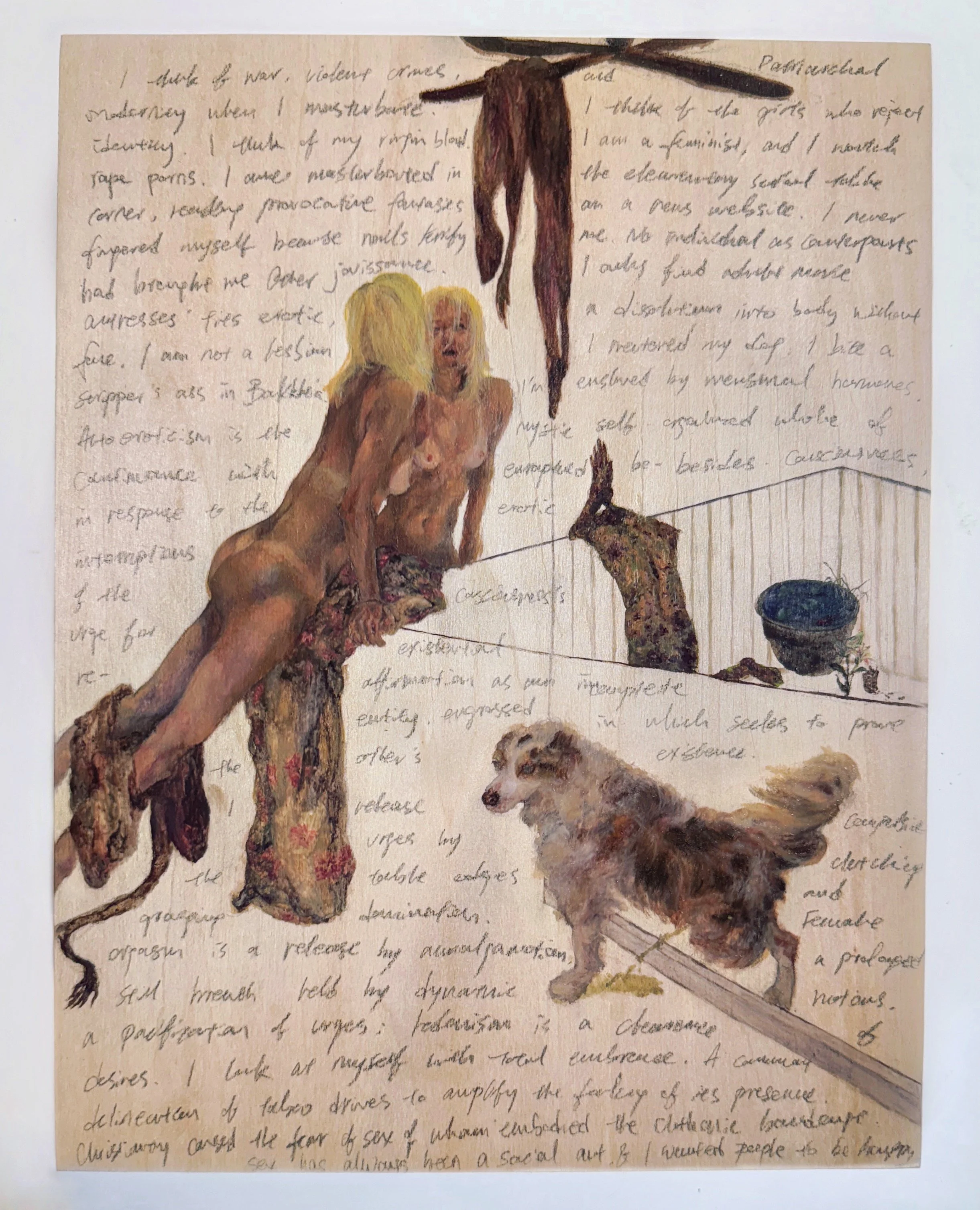 On the Mudpit of Earthly Body 
12 x 9 in.
2026. 
Oil painting and pencil on wood. 
