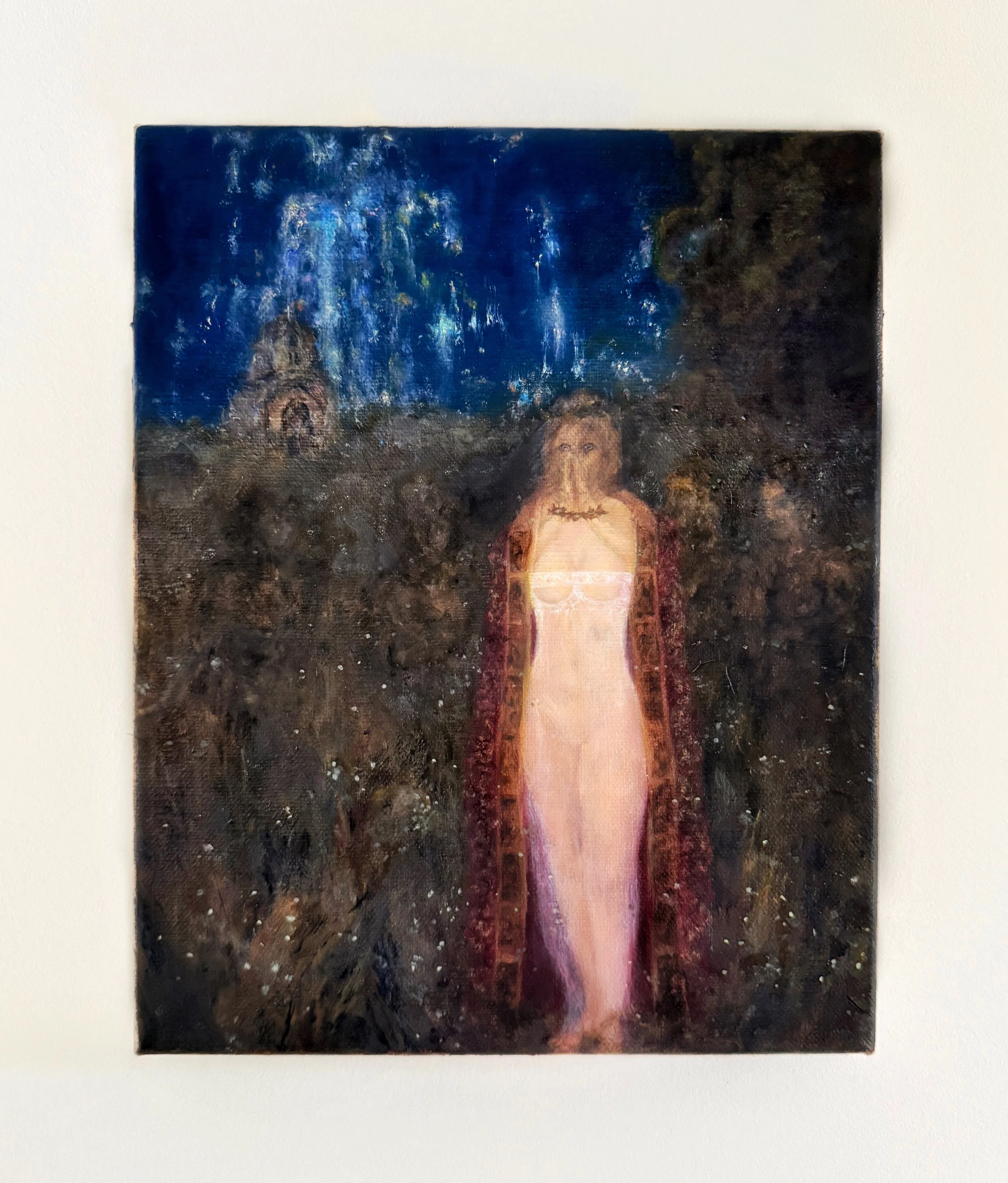 Remystification of the Feminine Holy
10 x 8 in.
2025.
Oil painting on canvas.