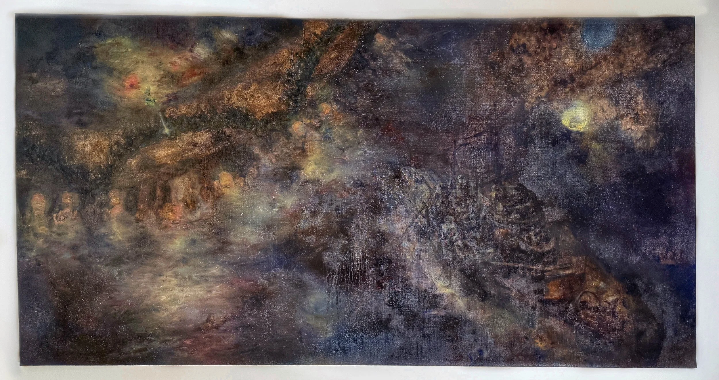 Ship of Fools 
30 x 59 in. 
2025. 
Oil painting on linen fabric. 