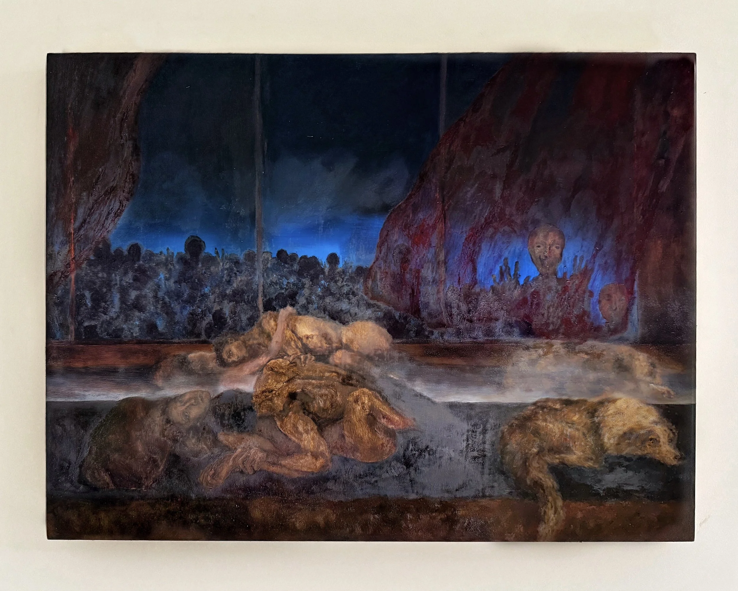 Guttate Psoriasis 
18 x 24 in. 
2025. 
Oil painting on wood panel.