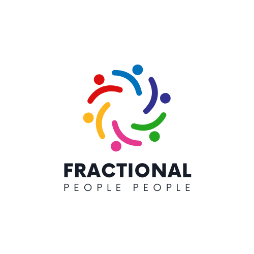 Colorful abstract logo of six stylized human figures forming a circle, with the words "FRACTIONAL PEOPLE PEOPLE" below.