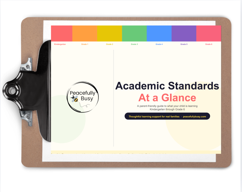Easy to Read Academic Standards Summary (Kindergarten-6th grade)