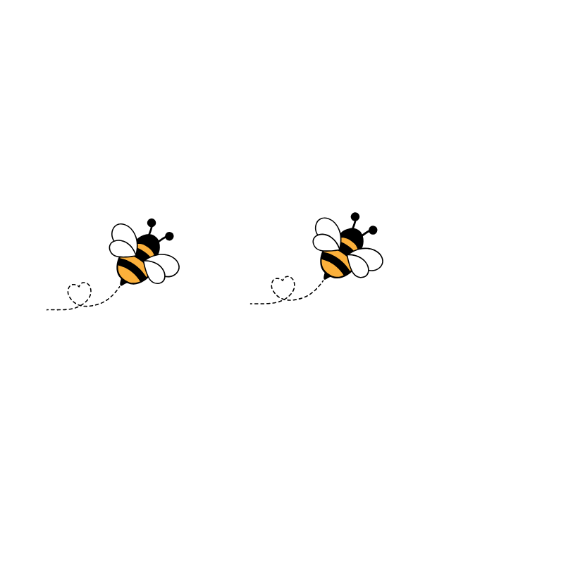 Illustration of two bees flying in a black background, with honeycombs near their wings.