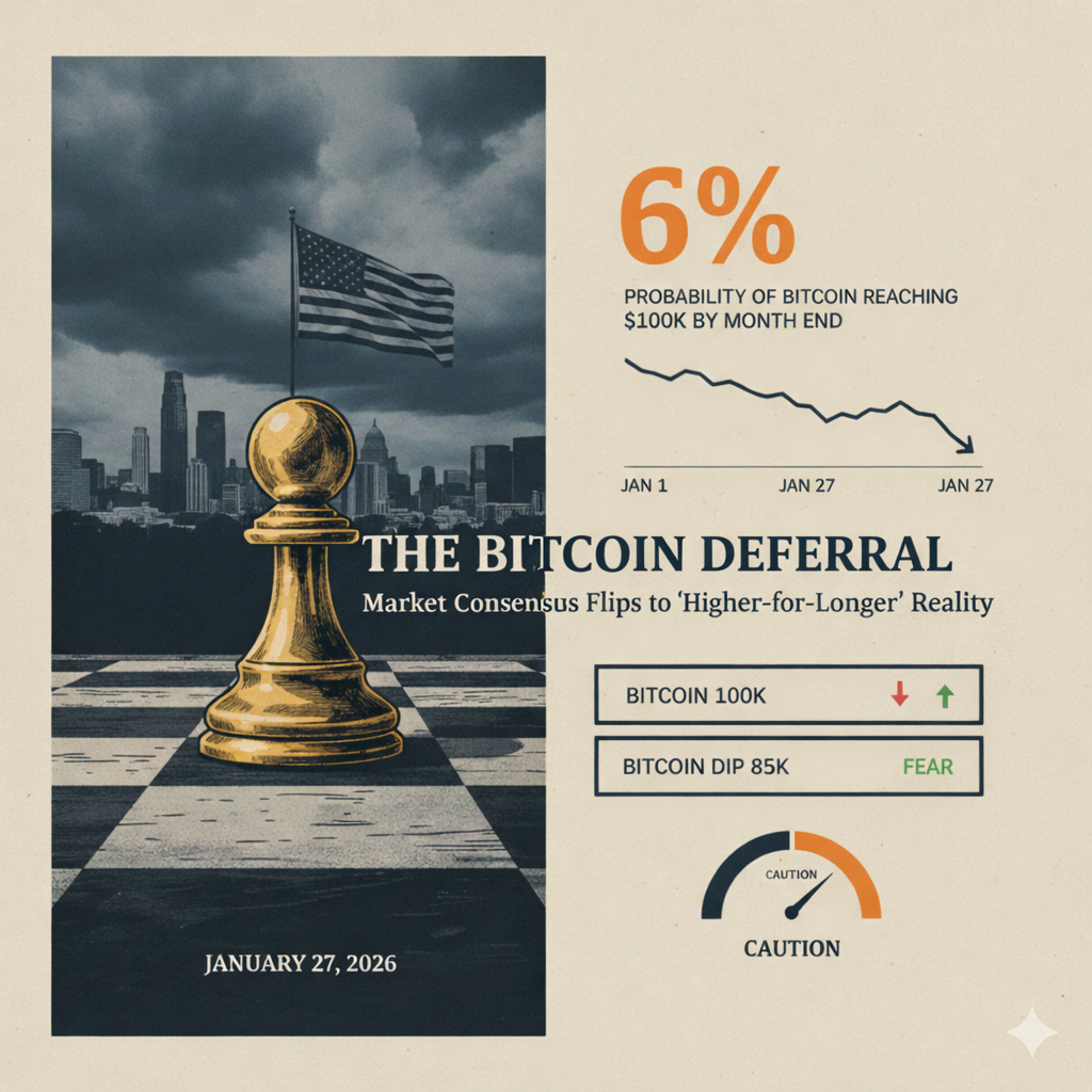 Market Consensus Estimates 6% Probability of Bitcoin Reaching Six Figures by Month End