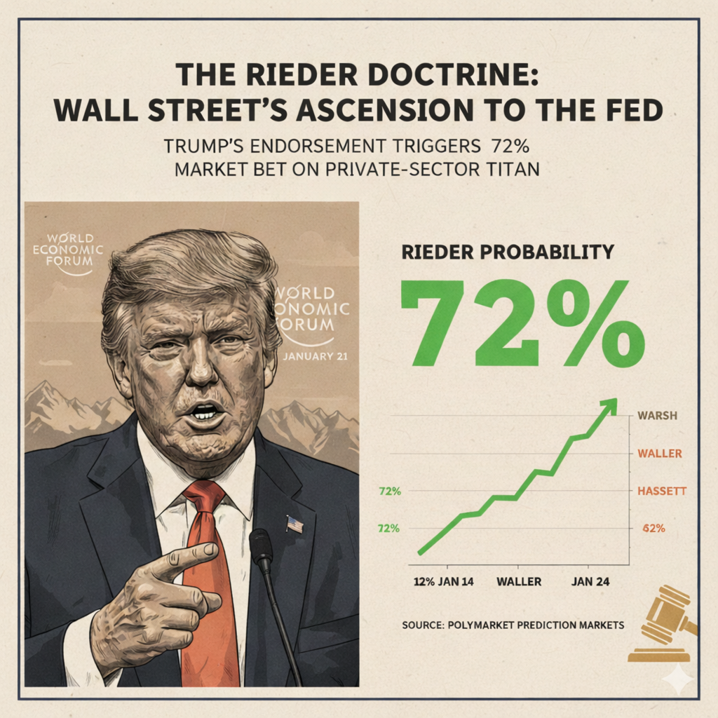 Prediction Markets Assign 72% Probability to Rick Rieder as Next Federal Reserve Chair Following Trump Endorsement