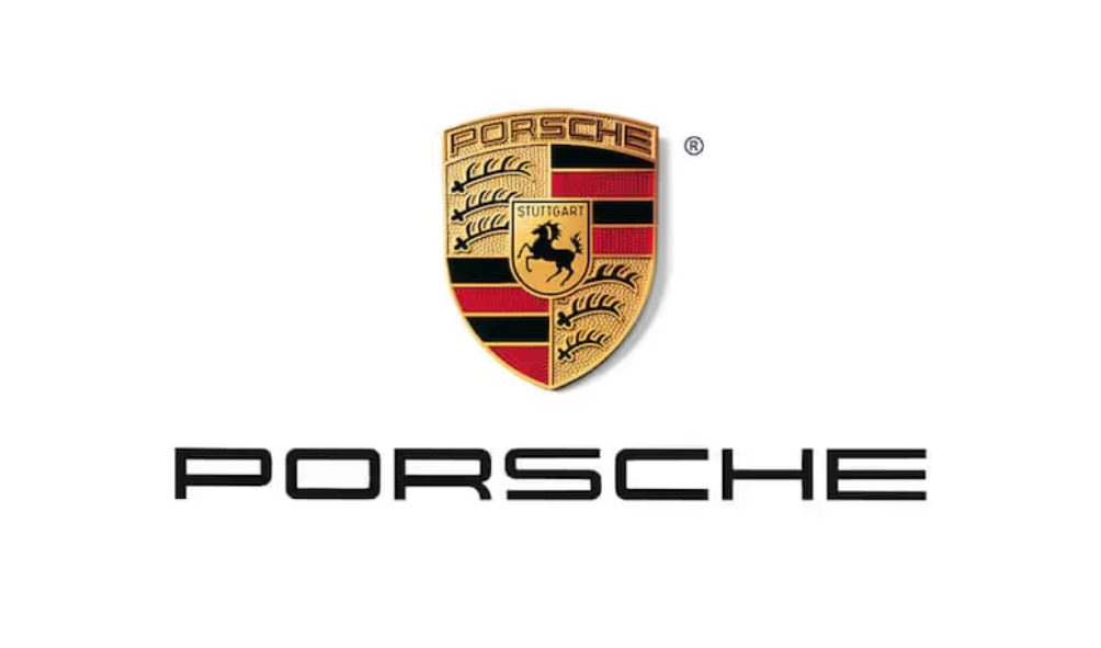 Porsche logo with a shield featuring a horse and the word 'Stuttgart' above it