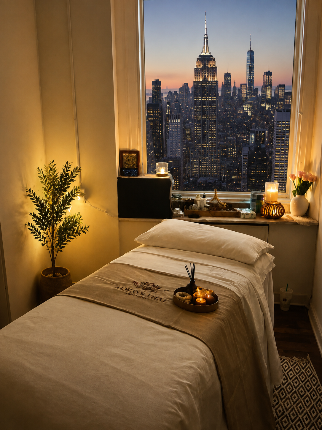 Massage treatment room at Always Thai Spa in Midtown Manhattan NYC