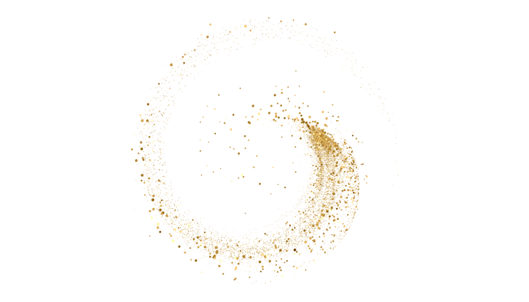 Gold glitter spiral on black background