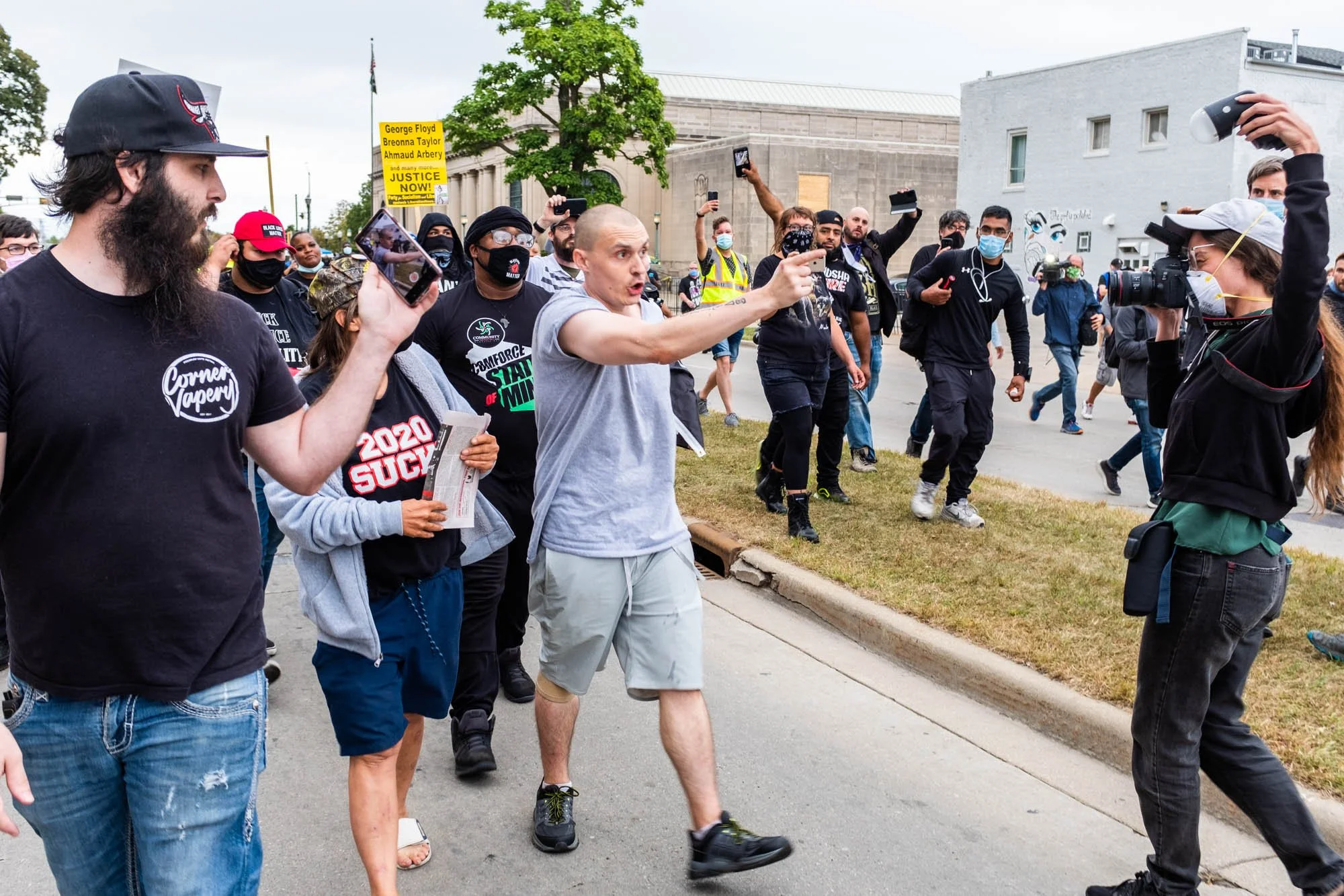 A white supremacist getting run outta town. 