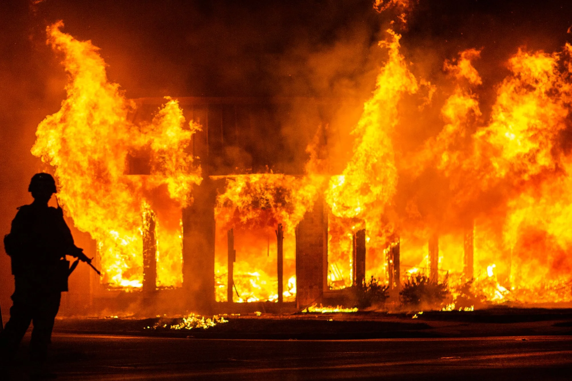 The Second hand furniture store ablaze.