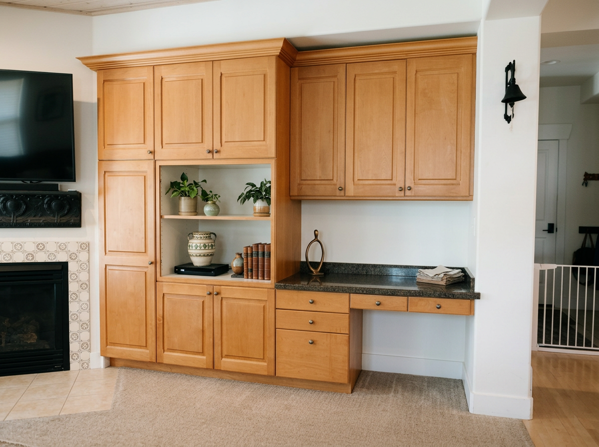 Built-in cabinetry before refinishing in Cottonwood Heights, Utah