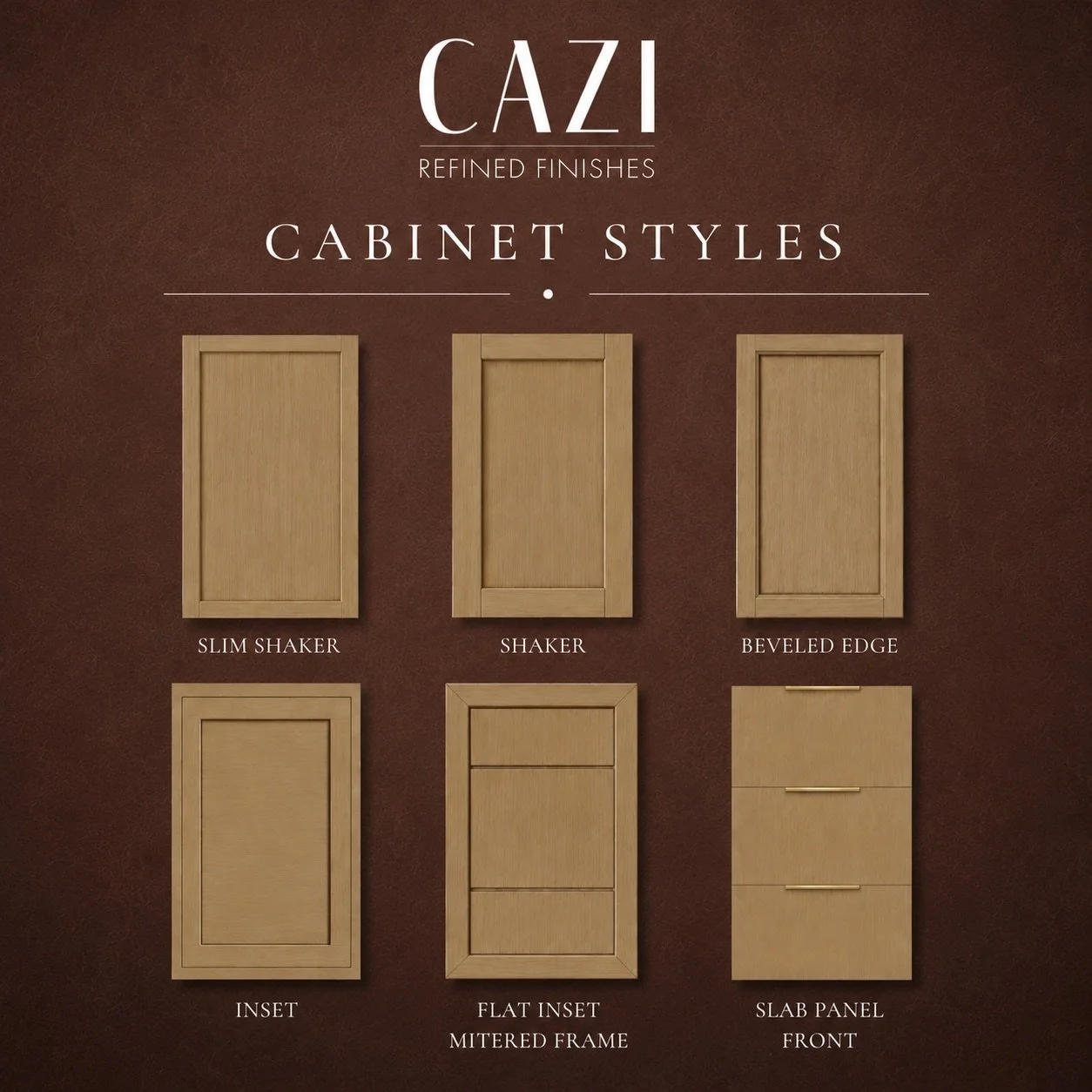 Cabinet style sets the tone for the entire space.

From slim shaker to slab panel fronts, we offer cabinet refinishing and door replacement options tailored to the look you&rsquo;re after.

Which style would you choose?